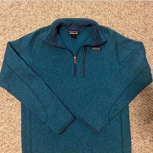 Patagonia Tops - Patagonia Women's Better Sweater SMALL 1/4 Zip Pullover Fleece Jacket Aqua Blue